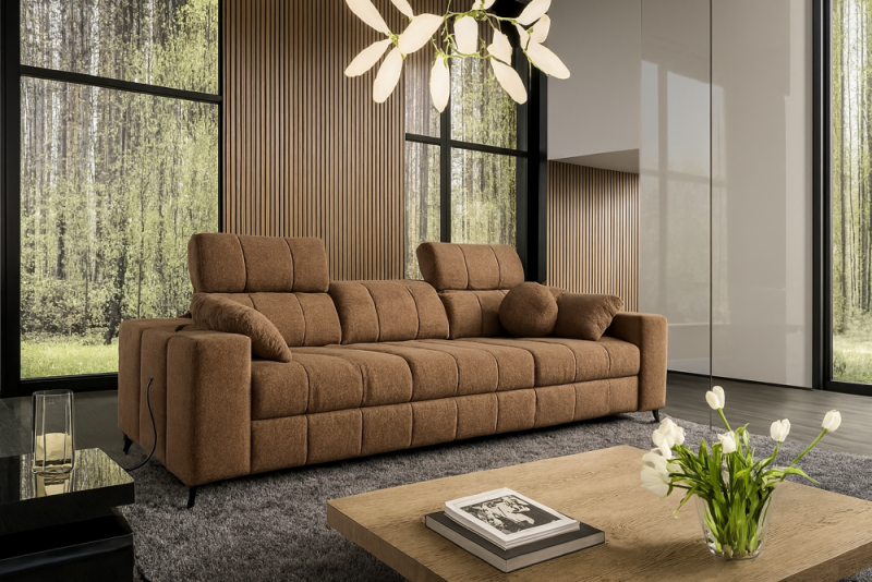 Wygodna kanapa kolor herbaty