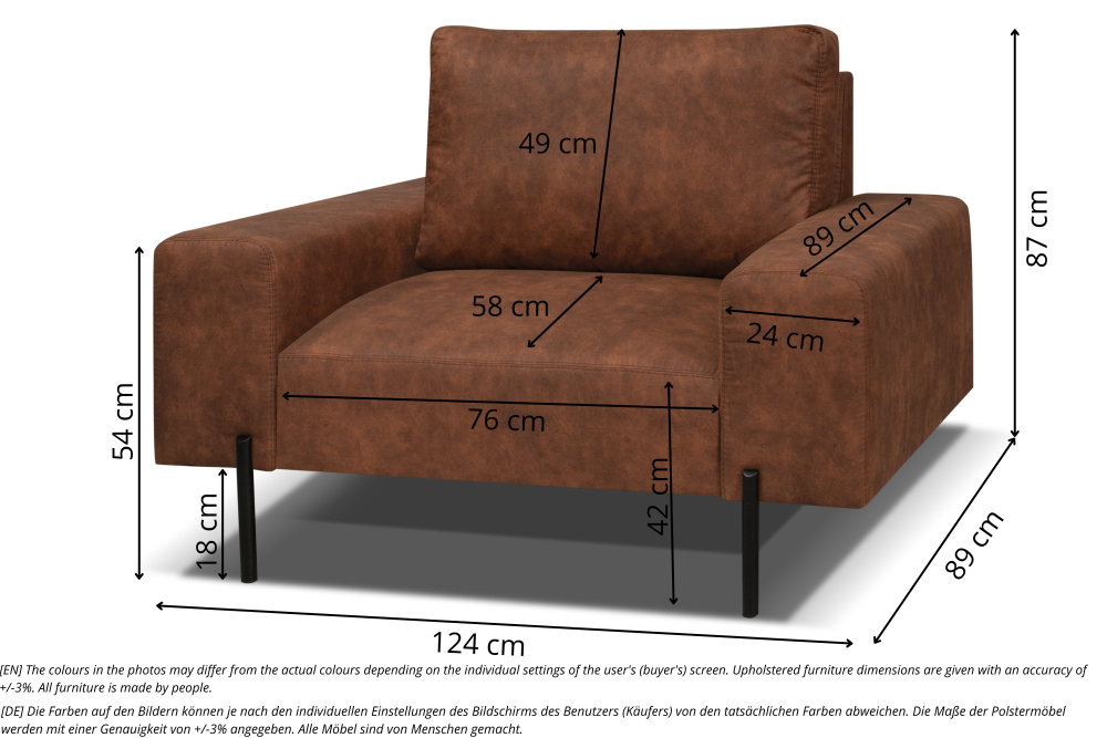 Loftowy fotel z dużym siedziskiem ALEXANDER 2