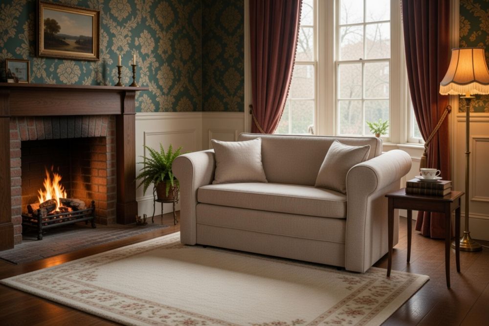 Mała kanapa w stylu brytyjskim z funkcją spania dla dwóch osób