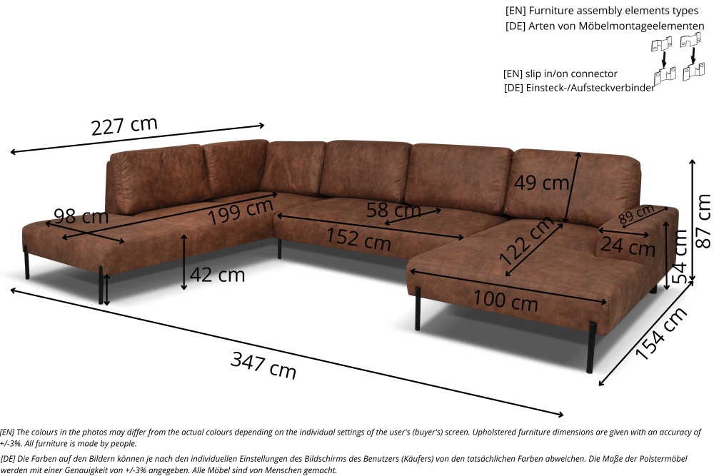Narożnik U loftowy z bardzo wygodnym siedziskiem ALEXANDER 3 6
