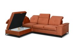 Nowoczesny narożnik z regulacją głebokości siedzisk z funkcją spania MADERIA 2