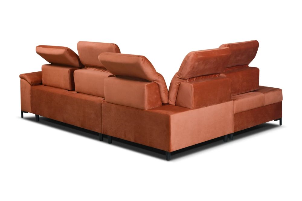 Nowoczesny narożnik z regulacją głebokości siedzisk z funkcją spania MADERIA 5