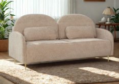 Beżowa sofa z cienkimi bokami