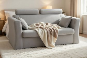 Sofa dwuosobowa z zagłówkami wysuwana do przodu