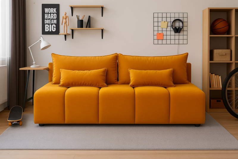 Rozkładana sofa kolor herbaty