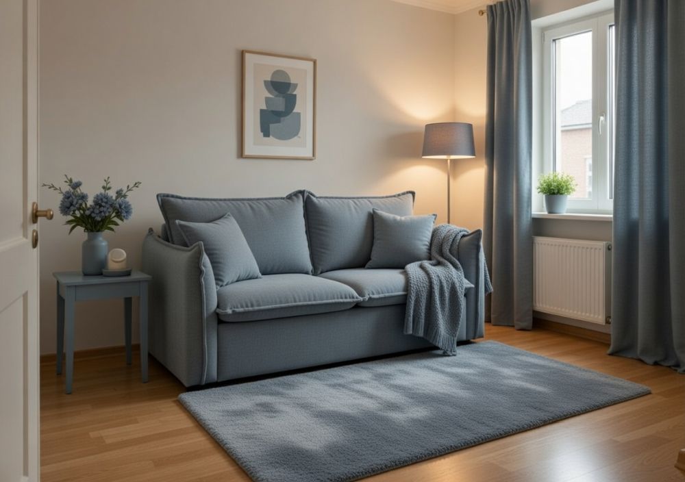 Wypoczynek trzyosobowy z funkcją spania do przodu na wózku