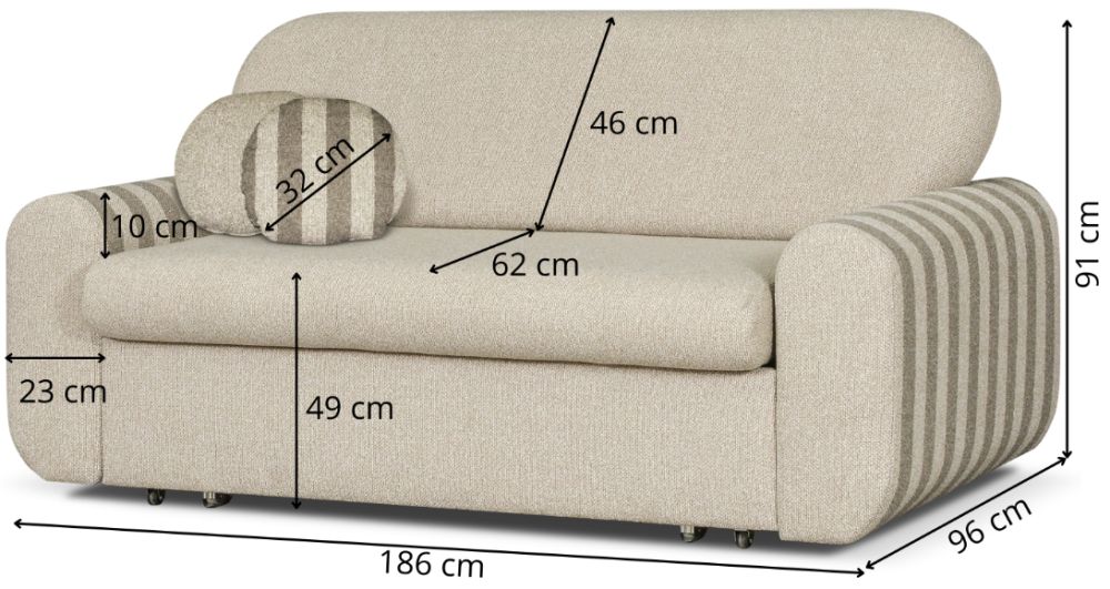 Bardzo ładna sofa trzyosobowa rozkładana do przodu TIFFANY 3 5