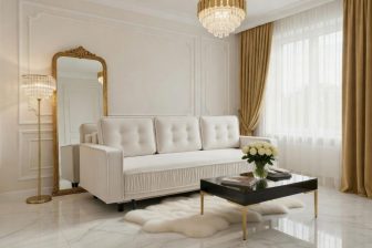 Kanapa z marszczeniem w tkaninie hydrofobowej z funkcją spania