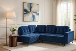 Narożnik z marszczeniem z funkcją spania do salonu glamour