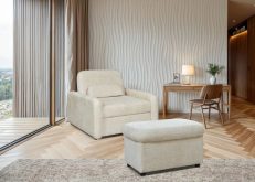 Fotel rozkładany do spania z pufą z funkcja szezlonga