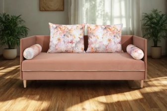 Modny tapczan z trzema bokami ze schowkiem